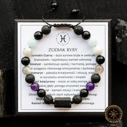 Męska Bransoletka dla Ryb Zodiakalna - Zodiak Ryby dla Mężczyzny Znaku Zodiaku Pisces - obrazek 2
