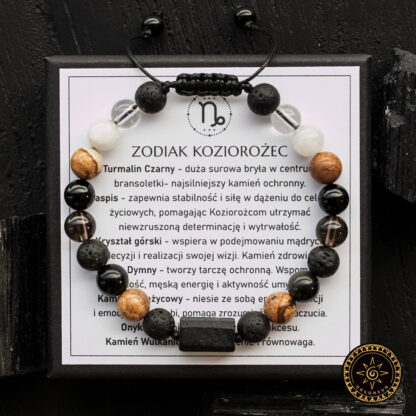 Męska Bransoletka Zodiak dla Koziorożca Zodiakalna - Koziorożec Znaku Zodiaku Capricornus dla Mężczyzny - obrazek 3